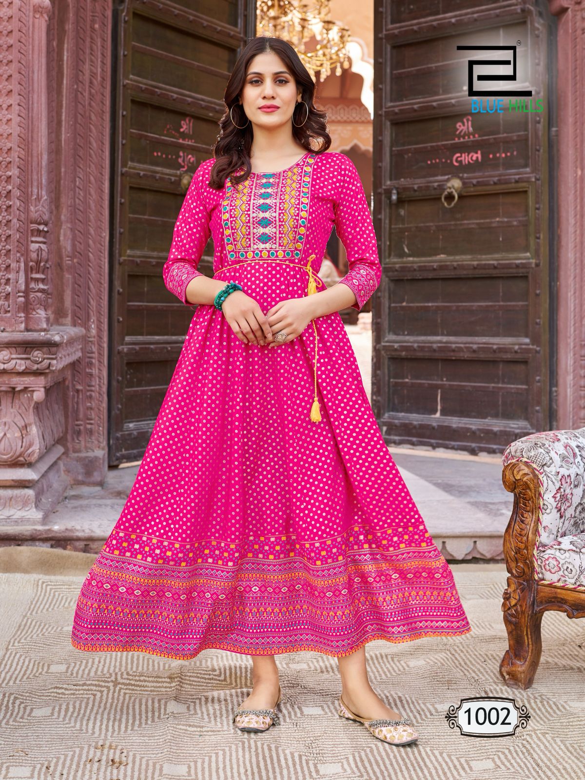 Glamours By Blue Hills 1001 To 1008 Printed Long Anarkali Kurtis Wholesaler In Delhi