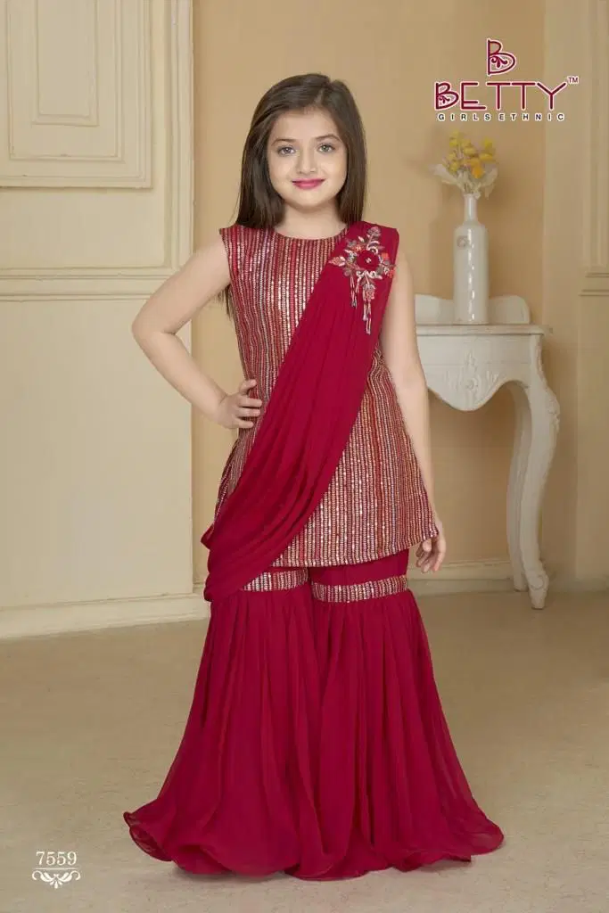 Betty 7559 Girls Party Wear Sharara Suits Kids Catalog
