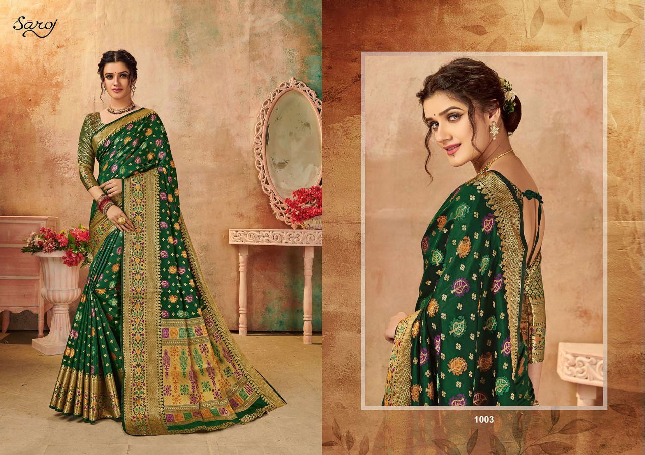 Saroj Monalisa Latest Designer Wedding Wear lichi silk with jacquard Sarees Collection
