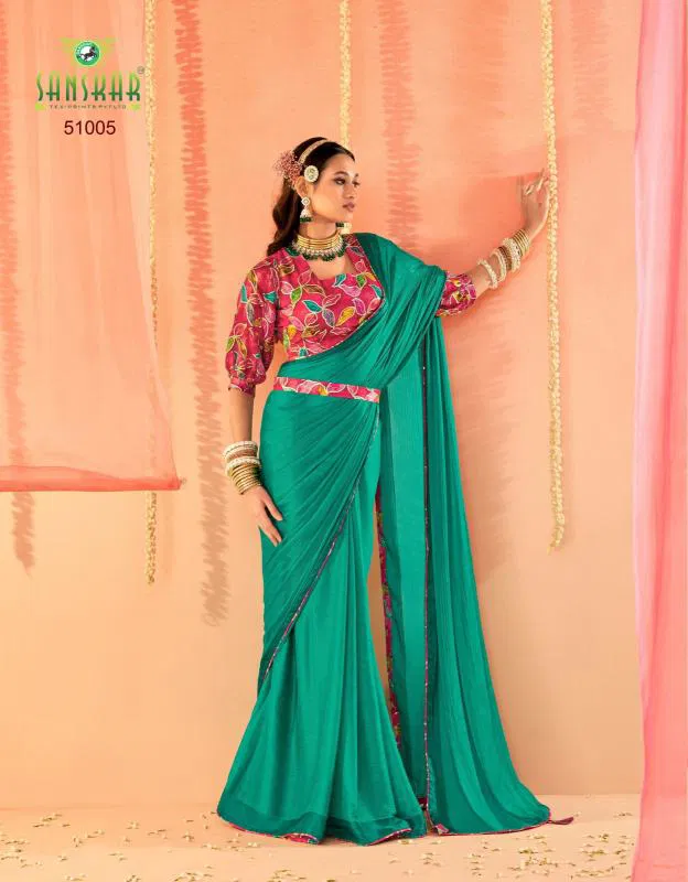 Sanskar Spring Sartin Chiffon Digital Printed Saree Wholesalers In Delhi
