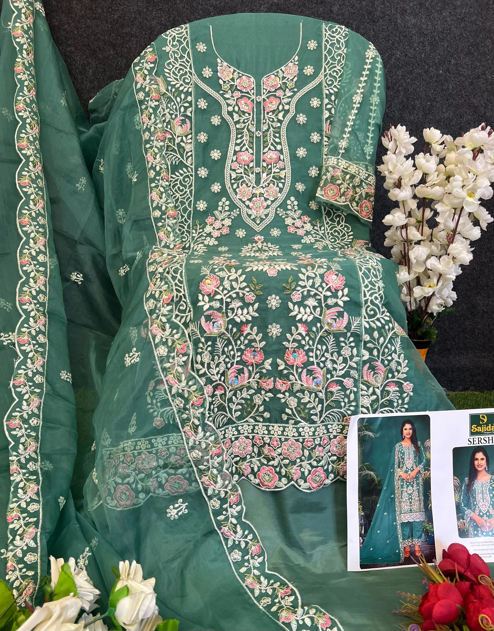 Sersha by Sajida Organza Wholesale Pakistani Salwar Kameez In India