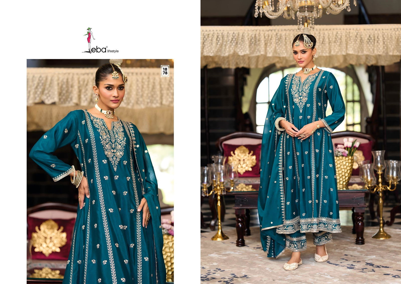 Serena By Eba Chinon Embroidery Readymade Suits Wholesale Market In Surat
