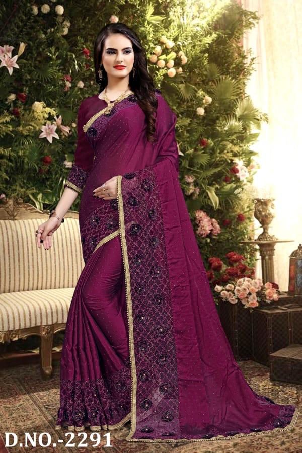 Naree Heavy Resham And Embroidery Work Beautiful Border And Flower