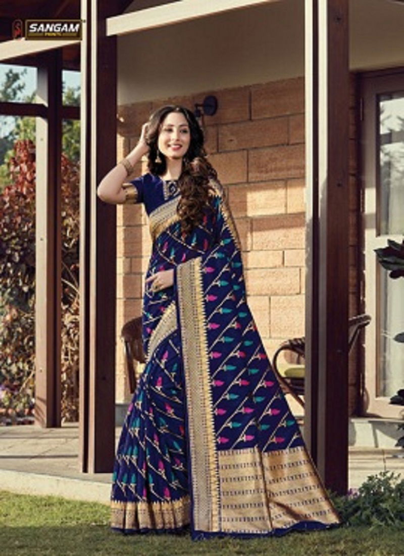 Sangam Ananya Printed Designer Cotton Handloom Sarees Collection
