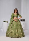 Mehendi Colour Banarsi Silk Lahenga With Blouse And Dupatta Wholesale Suppliers In Mumbai Kf 2151