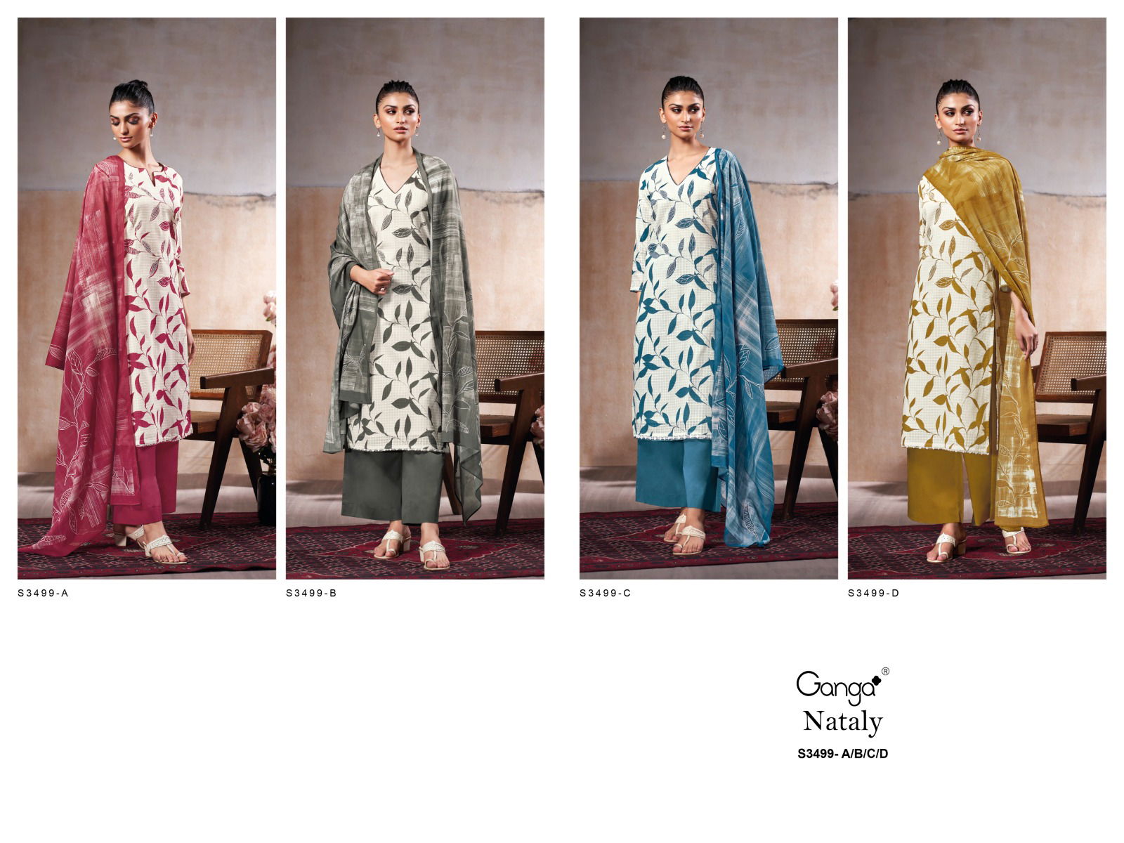 Nataly 3499 By Ganga Cotton Dobby Printed Salwar Suit Wholesale Market 