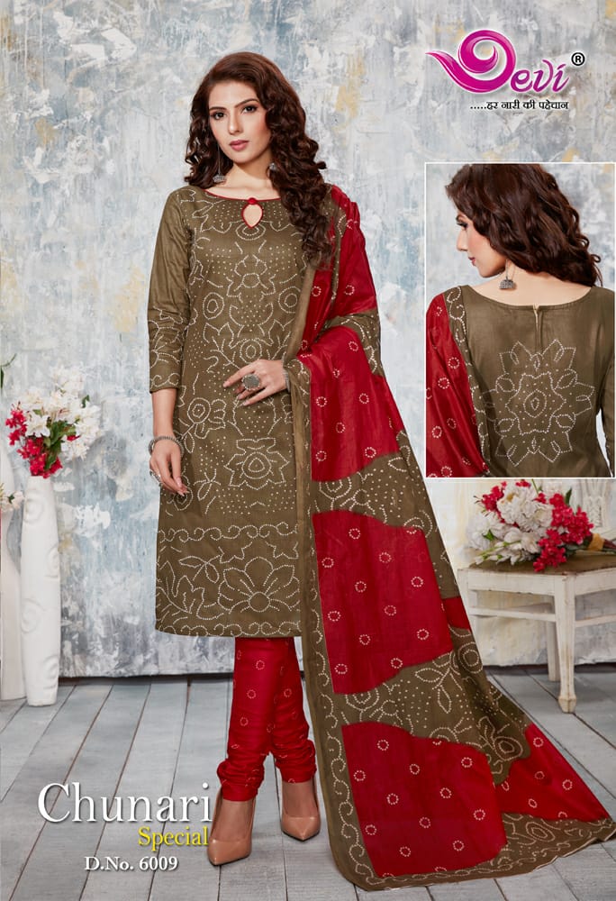 Devi Chunri Special Vol 6 Latest Designer Bandhani Print Pure Cotton Dress Material Collection 