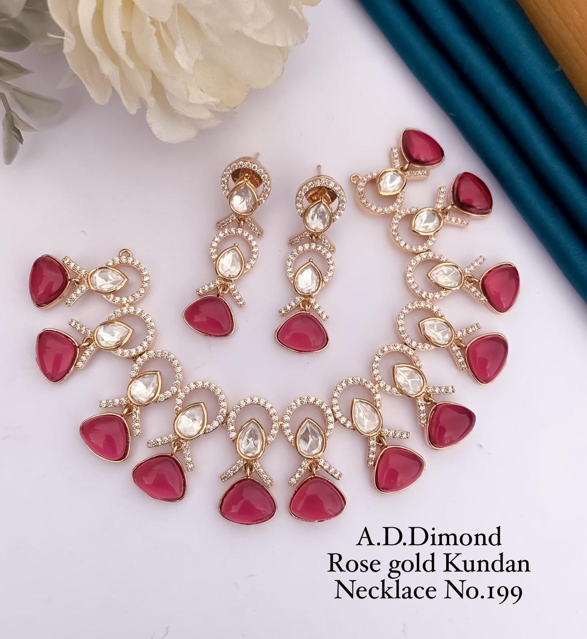 AD Diamond Kundan Necklace Wholesale Market In Surat With Price 