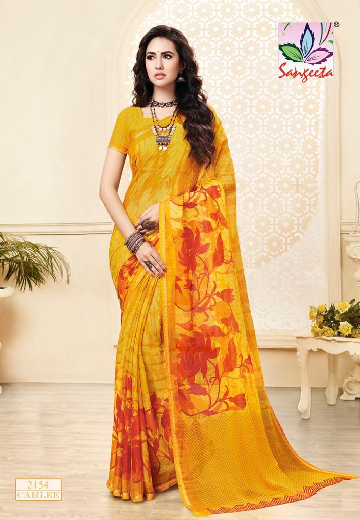 Sangeeta Latest Collection Of Casual Daily Wear Printed Chiffon Saree 