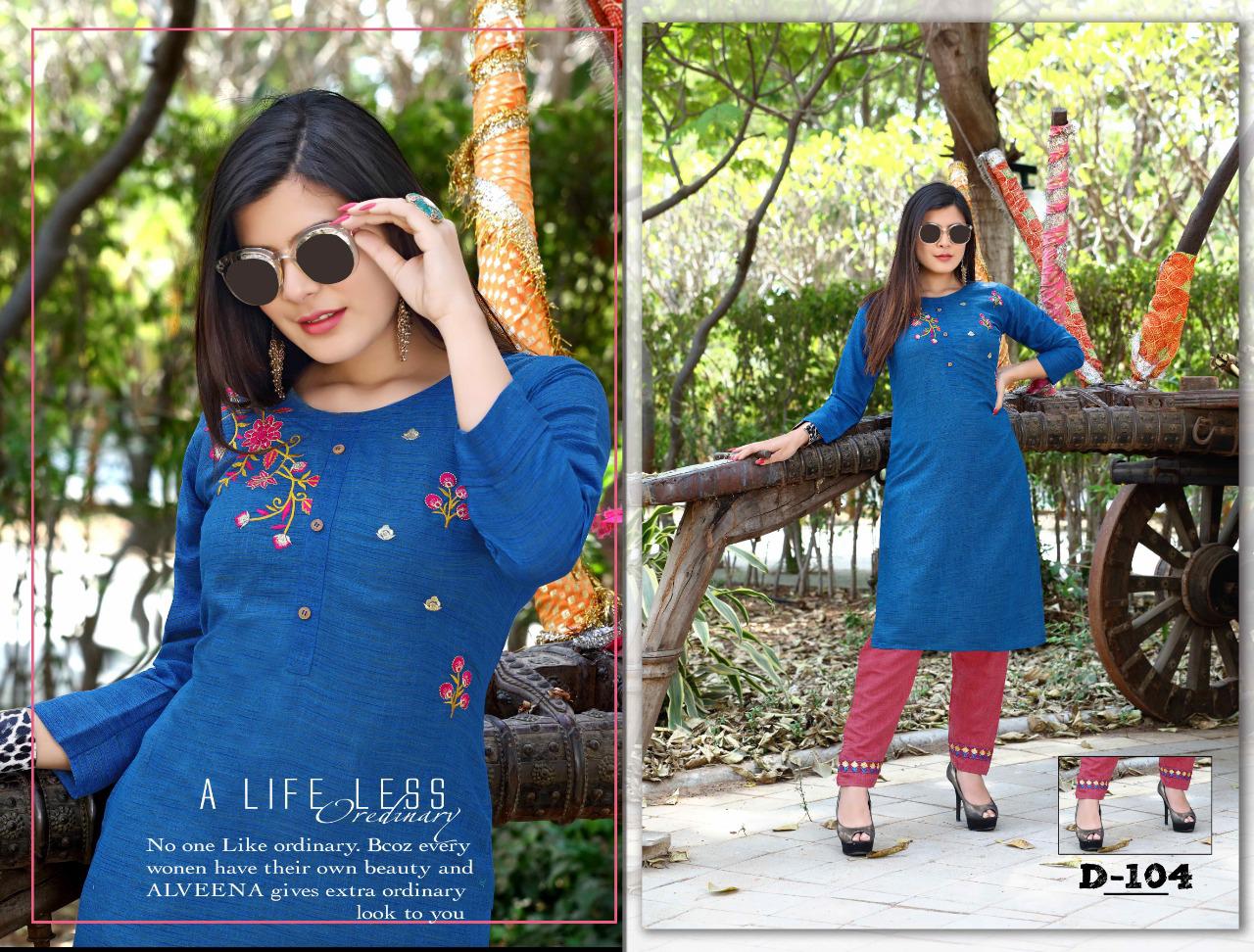 Trendy Pearl Latest Fancy Designer Ethnic Wear Embroidery Rayon Kurti With Bottom Collection
