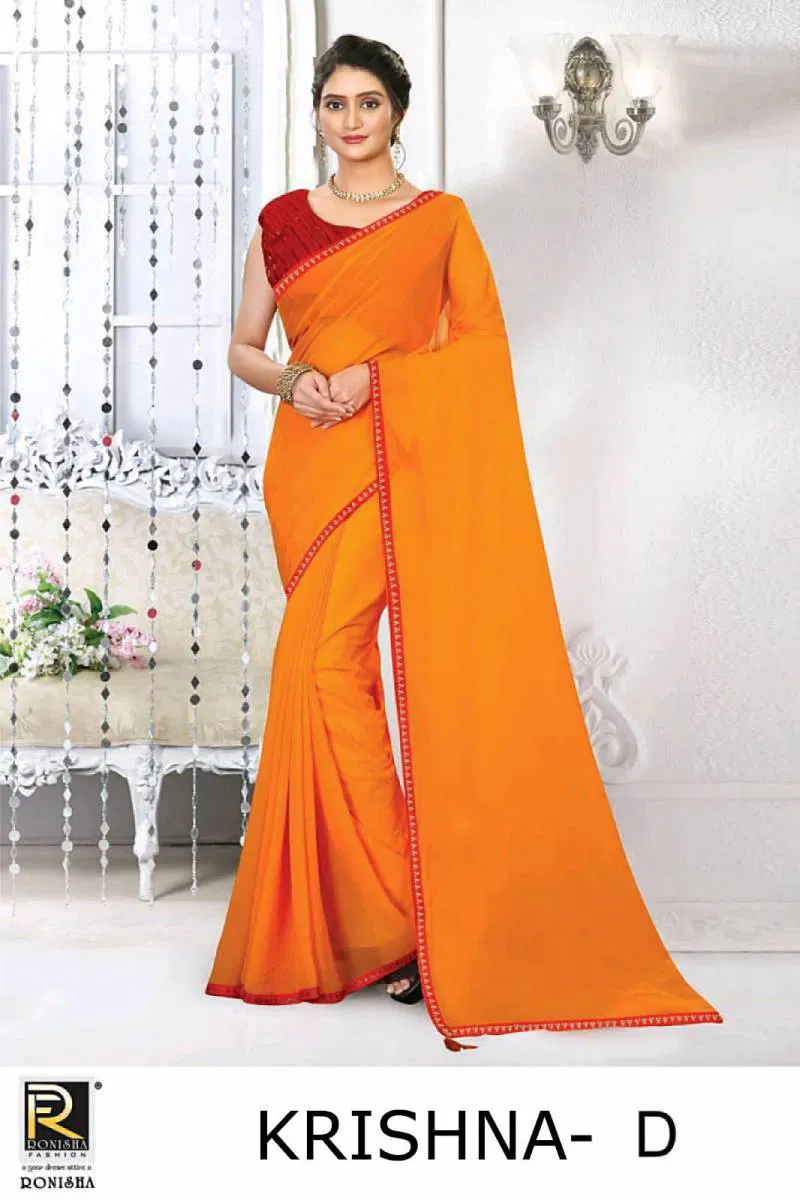 Krishna By Ronisha Party Wear Stylish Georgette Saree Suppliers In India