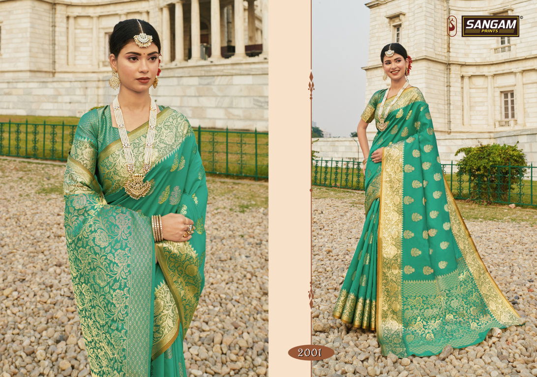 SANGAM RED STONE Latest Fancy Designer Festive Wear Heavy Silk Saree Collection
