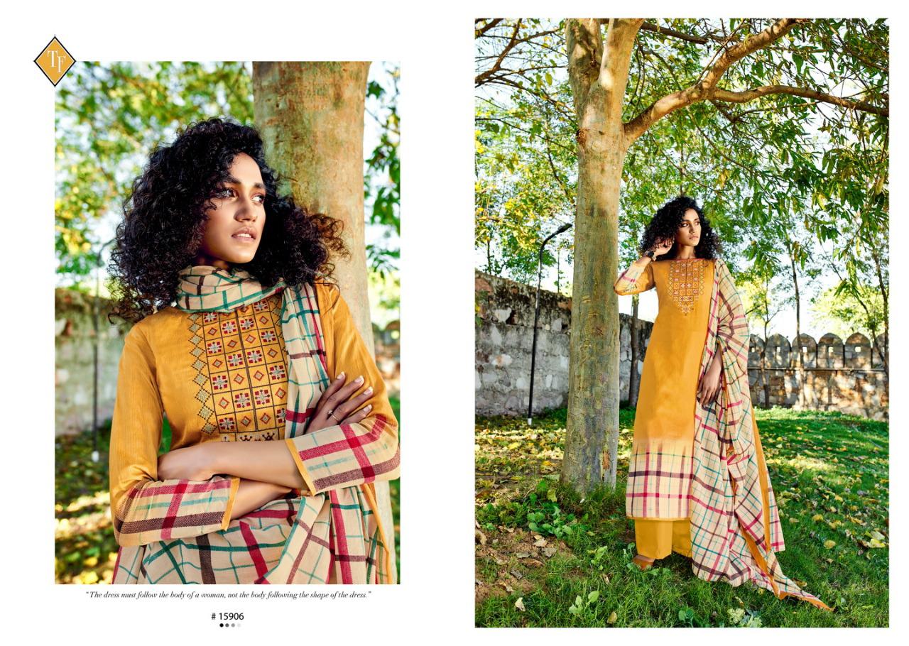 TANISHK MEHNAAZ Latest Fancy Festive Wear Pure Jam Cotton with cross stich embrodery Top With Bottom And Mal Mal Cotton Dupatta Ready Made Wear Collection