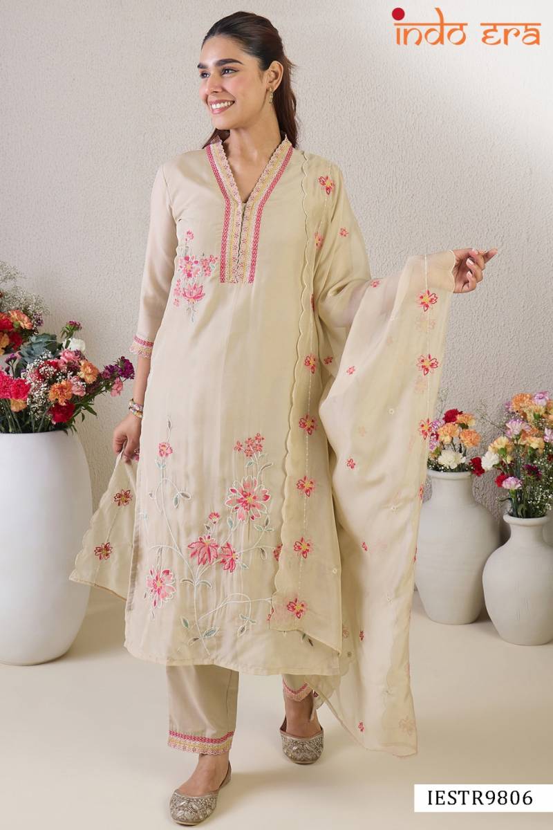 Indo Era 2565 Organza Embroidered Kurti Bottom With Dupatta Suppliers In India