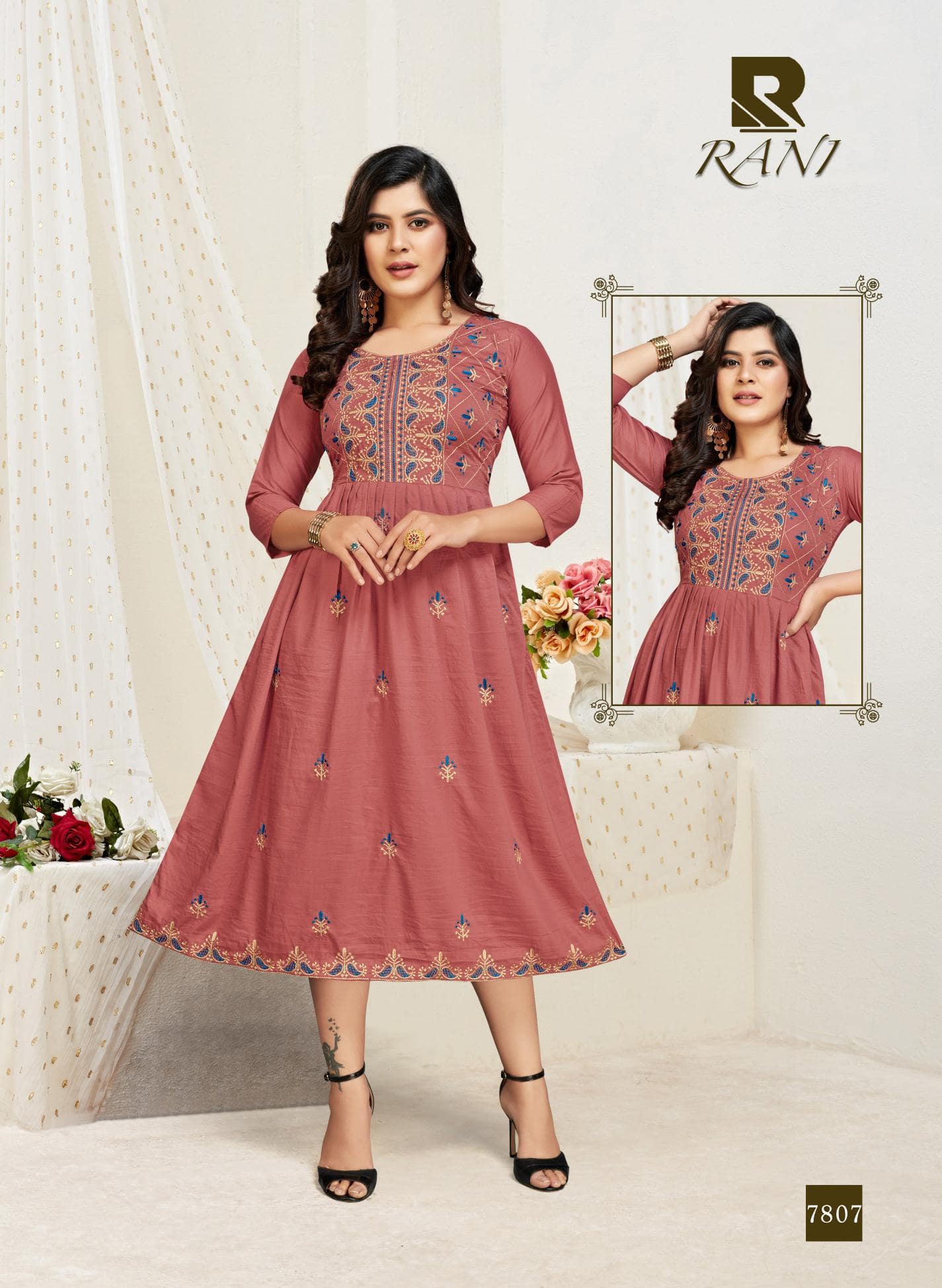Raashi Rani Latest fancy Designer Casual Wear Printed Chinon Silk Anarkali Kurtis Collection
