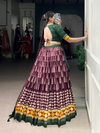 Wine Colour Tussar Silk With Gamthi Work Lehenga Navratri Collection Taraa L 1732 