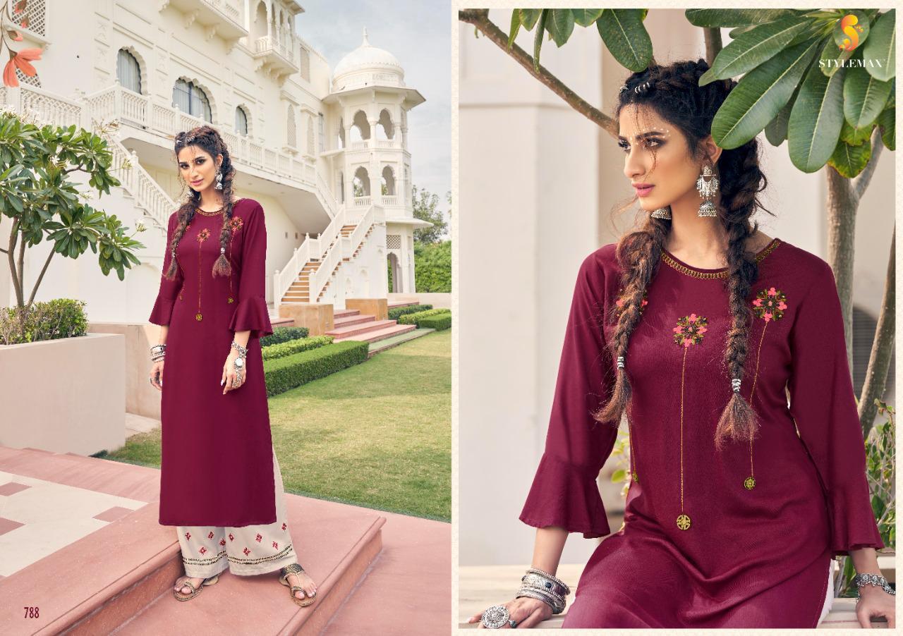 Stylemax Ananya 6 Latest Designer Fancy Ethnic Wear Rayon Worked Kurti With Bottom Collection
