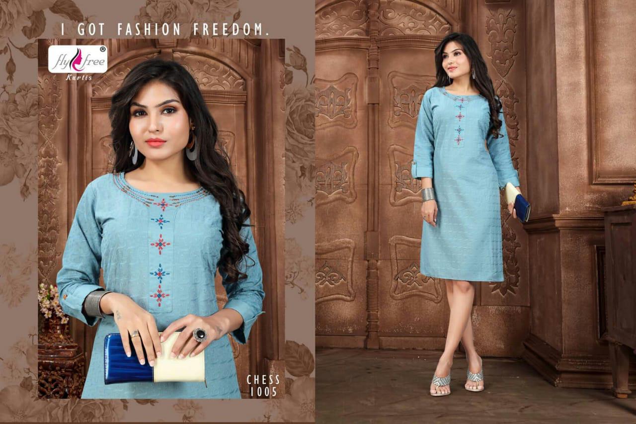 Fly Free Chess Latest Chicken Daily Wear Casual Wear Handwork   Kurtis Collection 