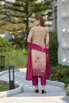 Tew Tissue With Floral Printed Embroidery Kurti With Bottom Dupatta Wholesalers In Delhi