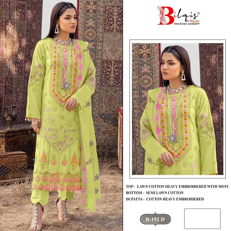 Bilqis B 192 Lawn Cotton Pakistani Salwar Kameez Wholesale Market In Surat