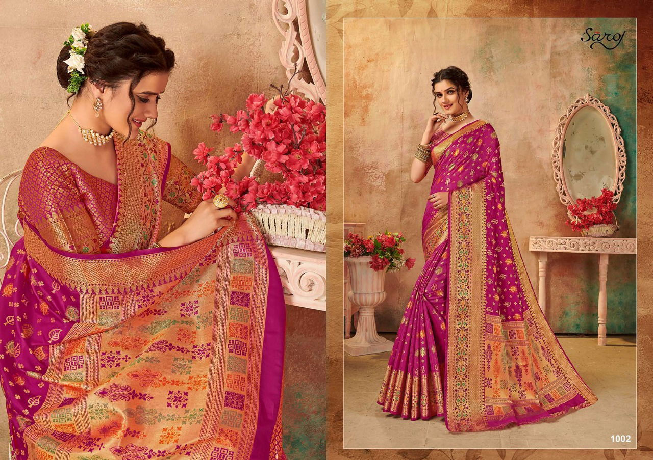 Saroj Monalisa Latest Designer Wedding Wear lichi silk with jacquard Sarees Collection
