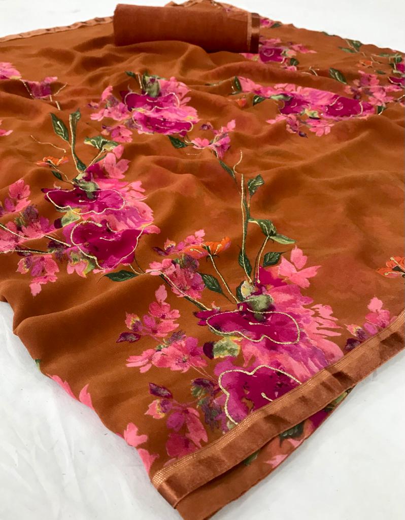 Lt Nalanda Silk Fancy Casual Wear Georgette with Floral Printed Sarees Collection