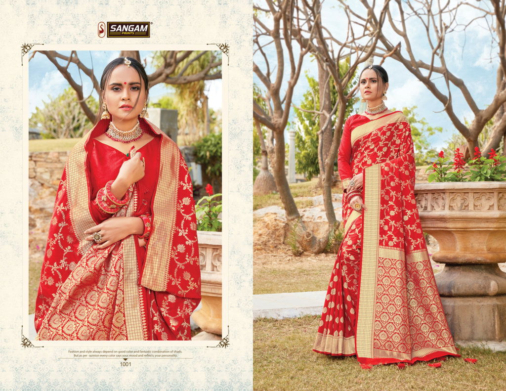 Sangam Red Rose Exclusive wedding Wear Pure Silk Designer Bridal Saree Collection