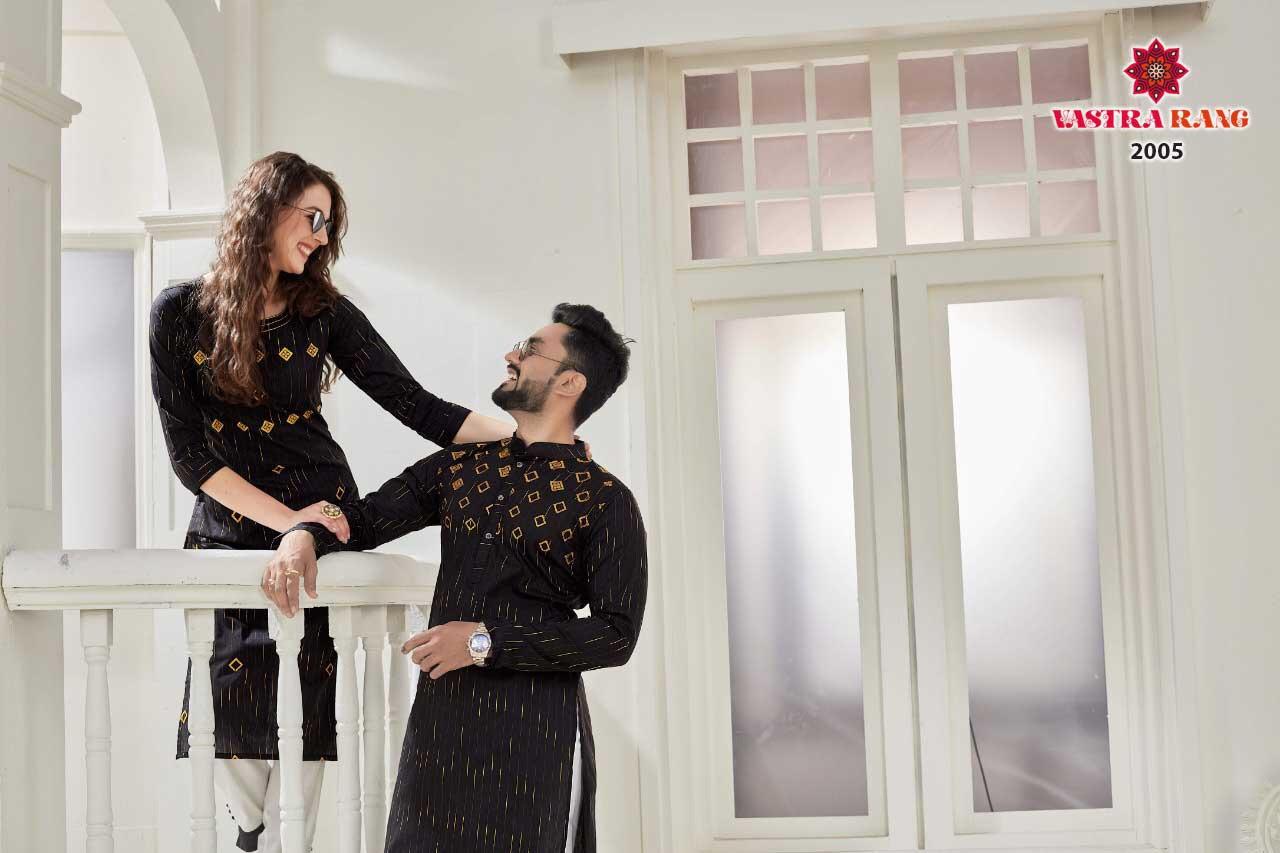 RAM-LEELA VOL-2 Fancy Designer Festive Party Wear Pure Cotton With Slub Strip With Designer Embroidery Work Kurti With Men's kurta Collection