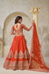 Rust Colour Silk With Leaf Embroidery Work Lahenga With Blouse Dupatta Wholesale Market In Surat KF 2144