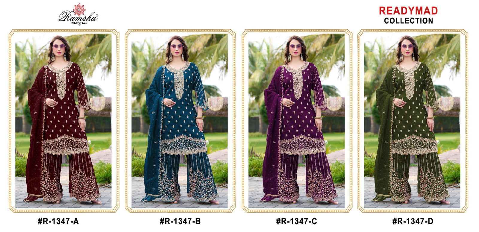 R 1347 Nx By Ramsha Crunchy Pakistani Readymade Suits Orders In India