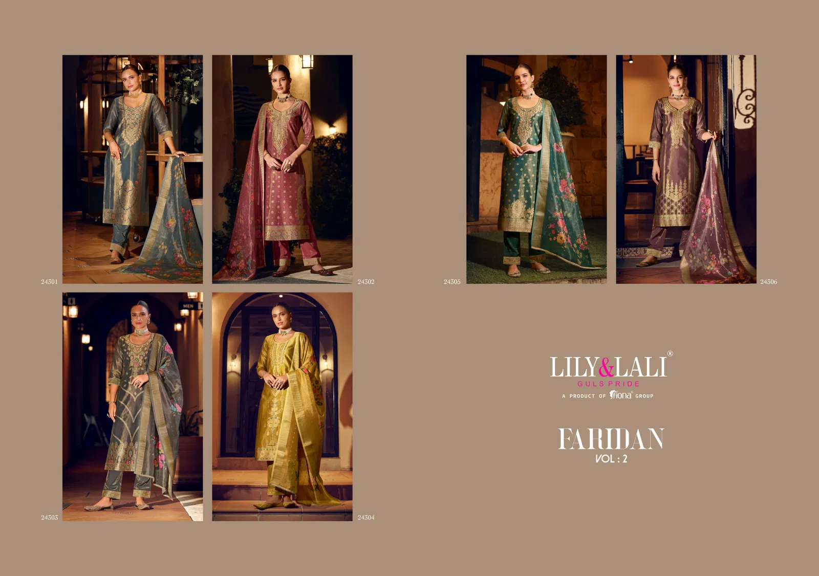 Faridan Vol 2 By Lily And Lali Kurti With Bottom Dupatta Suppliers In India