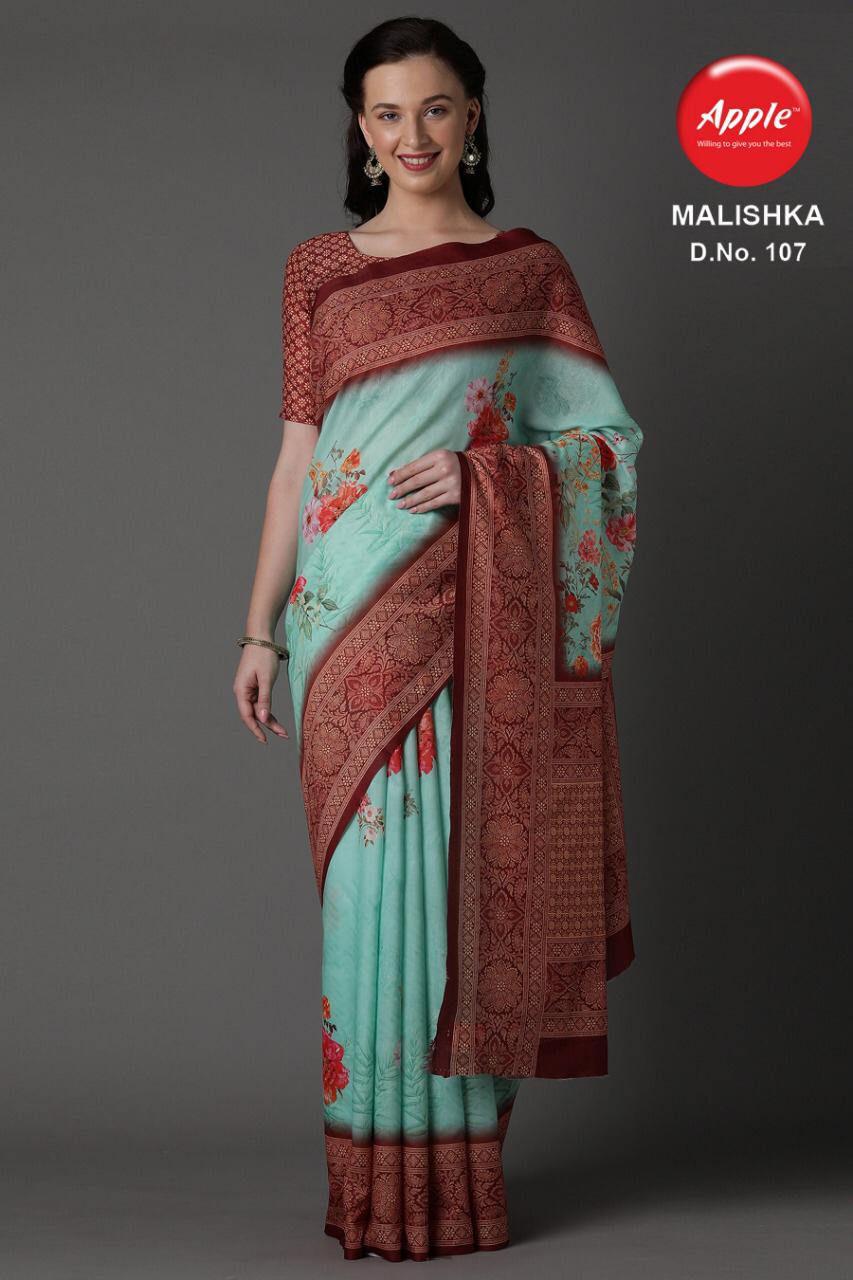 APPLE MALISHKA Latest Casual Daily Wear Muslin Silk Digital Printed Saree Collection