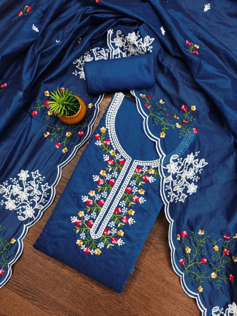 Color Set 9071 Stylish Chanderi Cotton Dress Material Bulk Orders In India