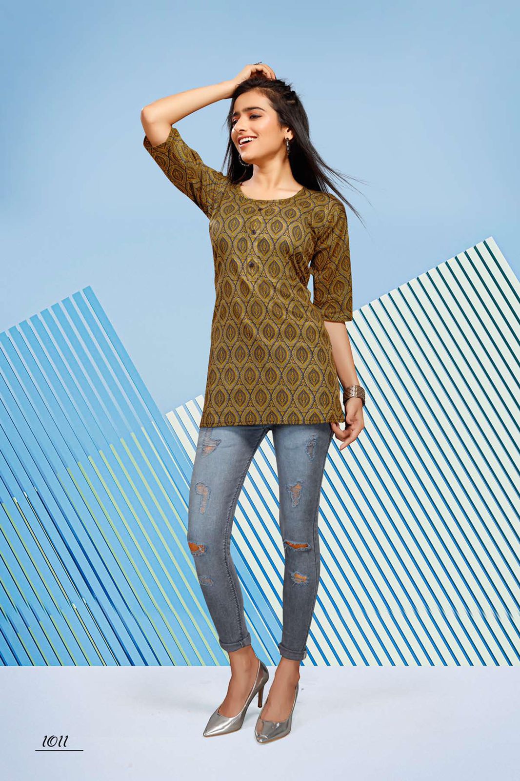 Beauty Queen Clock 2 New Fancy Wear Cotton Printed Ladies Top Collection
