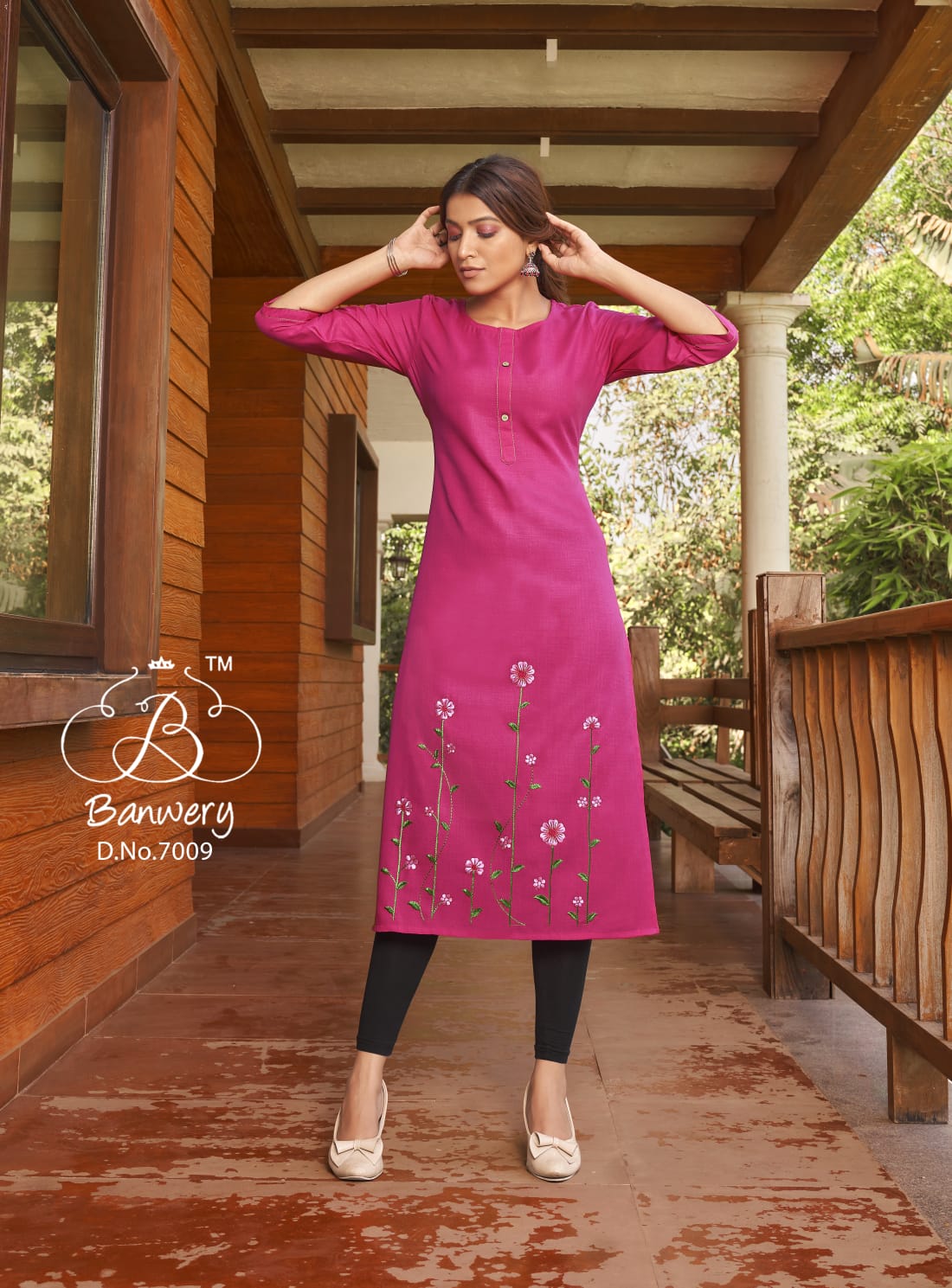 Banwery Blend 7 Ethnic Wear Embroidery Work Pure Cotton Kurti Collection
