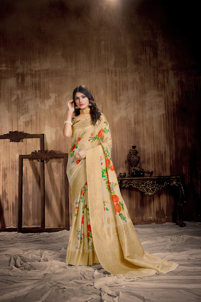 Rajyog Anjali Latest Designer Fancy Festive Wear Silk Digital Printed Silk Sarees Collection
