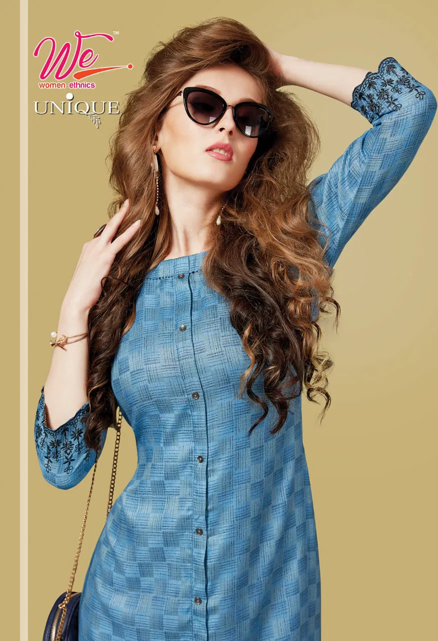 We Unique Latest Designer Casual Wear Exclusive Pure Rayon Fancy Kurti Collection
