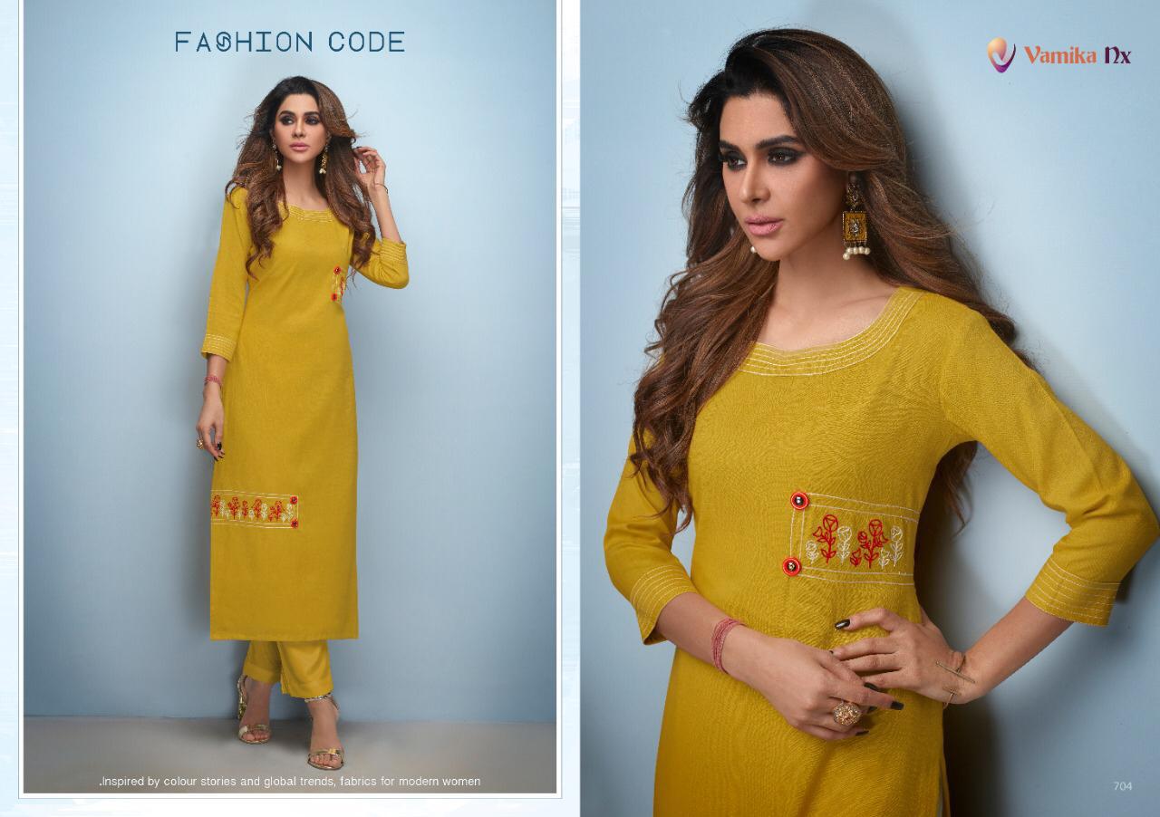 ARIHANT NX(VAMIKA NX) ROXIE Fancy Designer Ethnic Wear rayon Heavy slub with Button Long Kurtis Collection