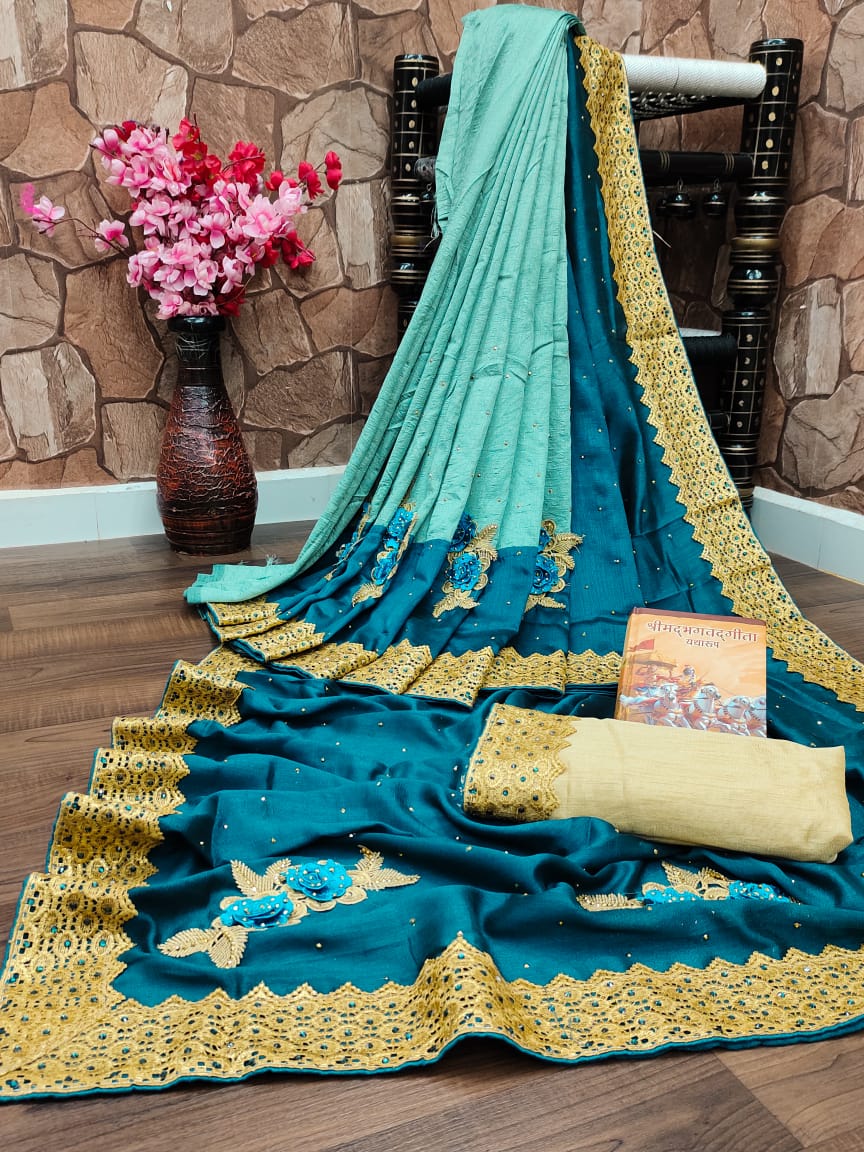 Rani Ki Pasand Festive Wear Embroidery Fancy Gota With Diamond Work Saree Collection

