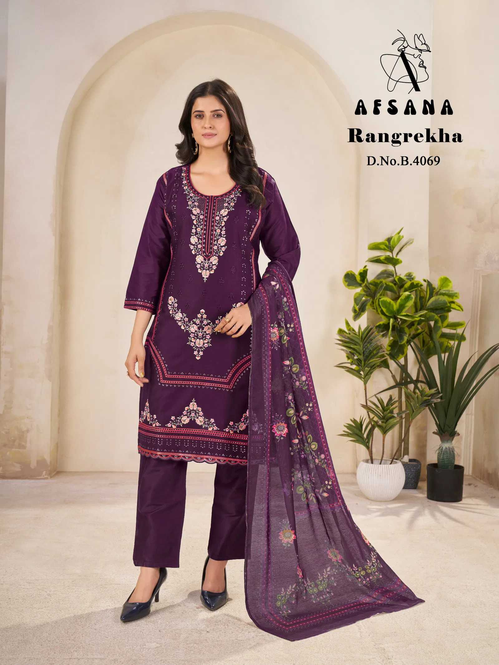 Rangrekha By Afsana Jam Cotton Embroidery Kurti With Bottom Dupatta Orders In India