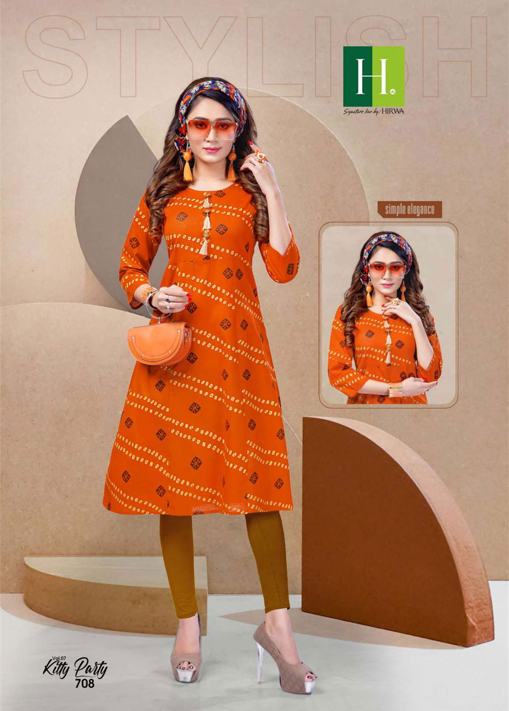Hirwa Kitty Party 7 Latest Fancy Designer Casual Wear Bandhani Printed Designer Kurtis Collection
