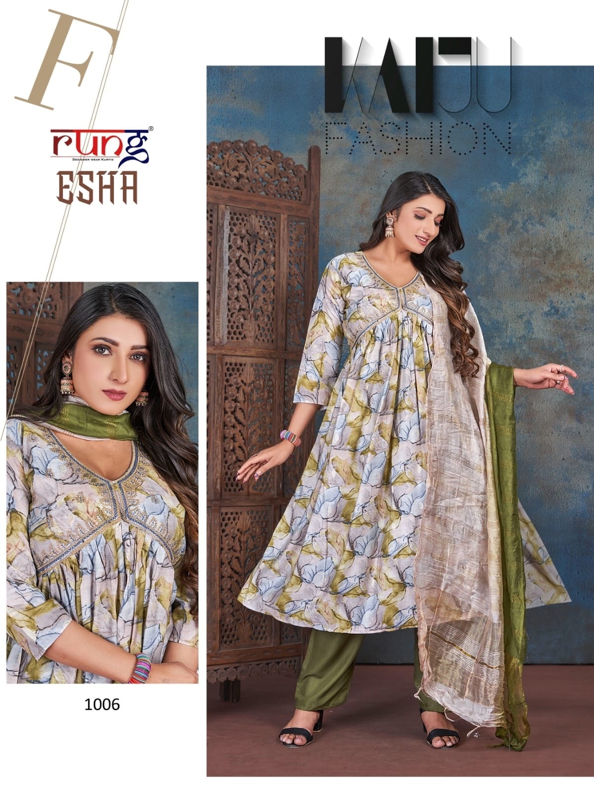 Esha By Rung Alia Cut Kurti With Bottom Dupatta Wholesale Shop In Surat