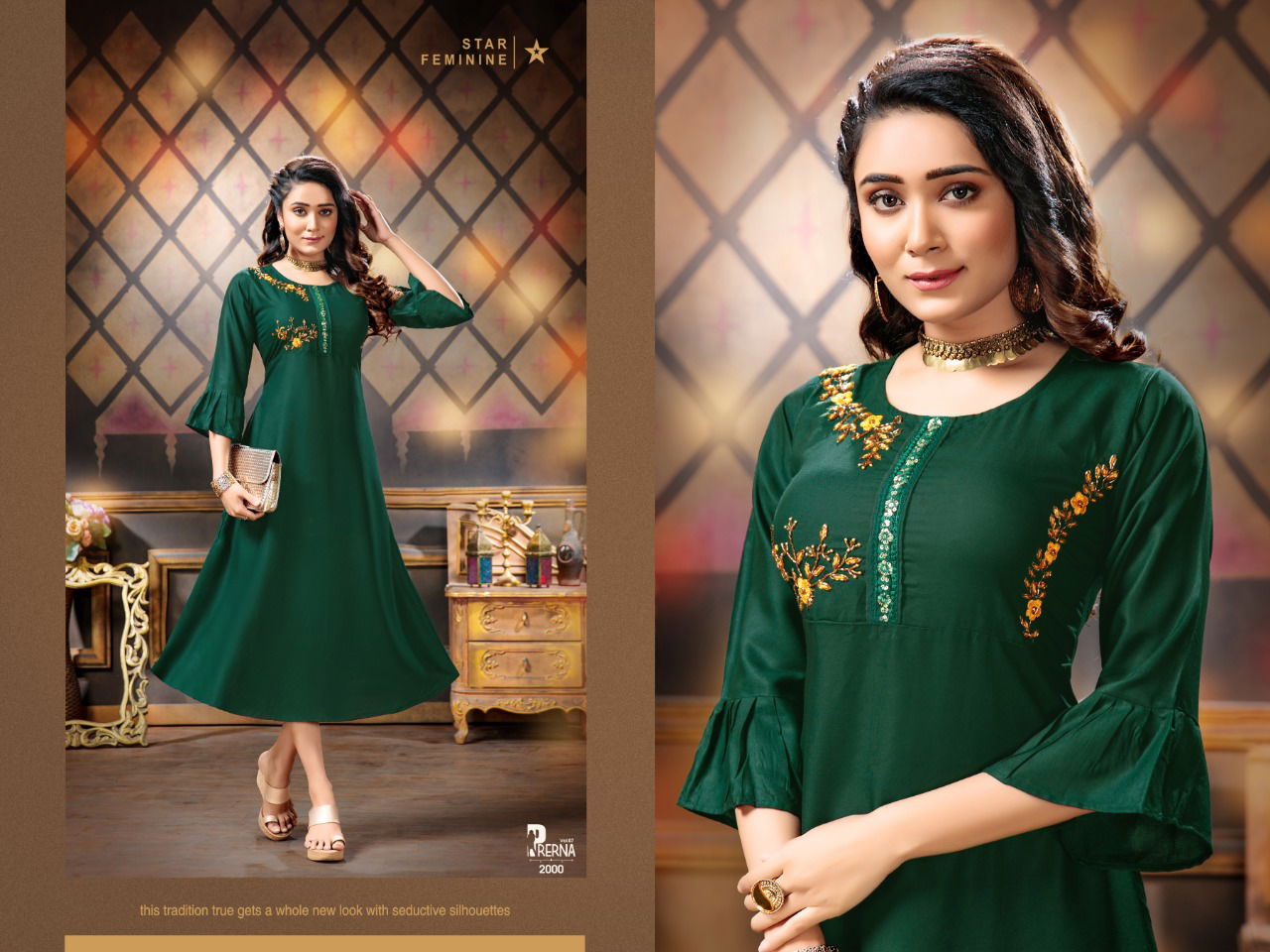 Prerna 7 Rayon Ethnic Wear Flair with Designer Handwork Kurtis Collection