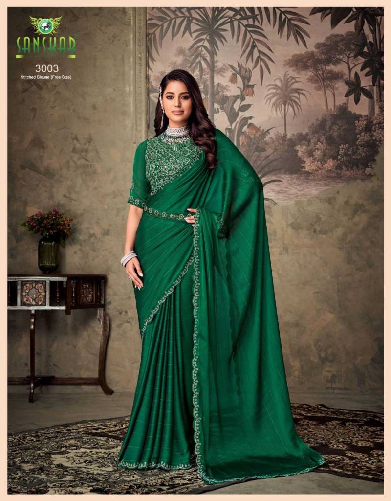 Sanskar Gucci Chiffon With Khatli Sequence Embroidery Saree Wholesale Market In Surat