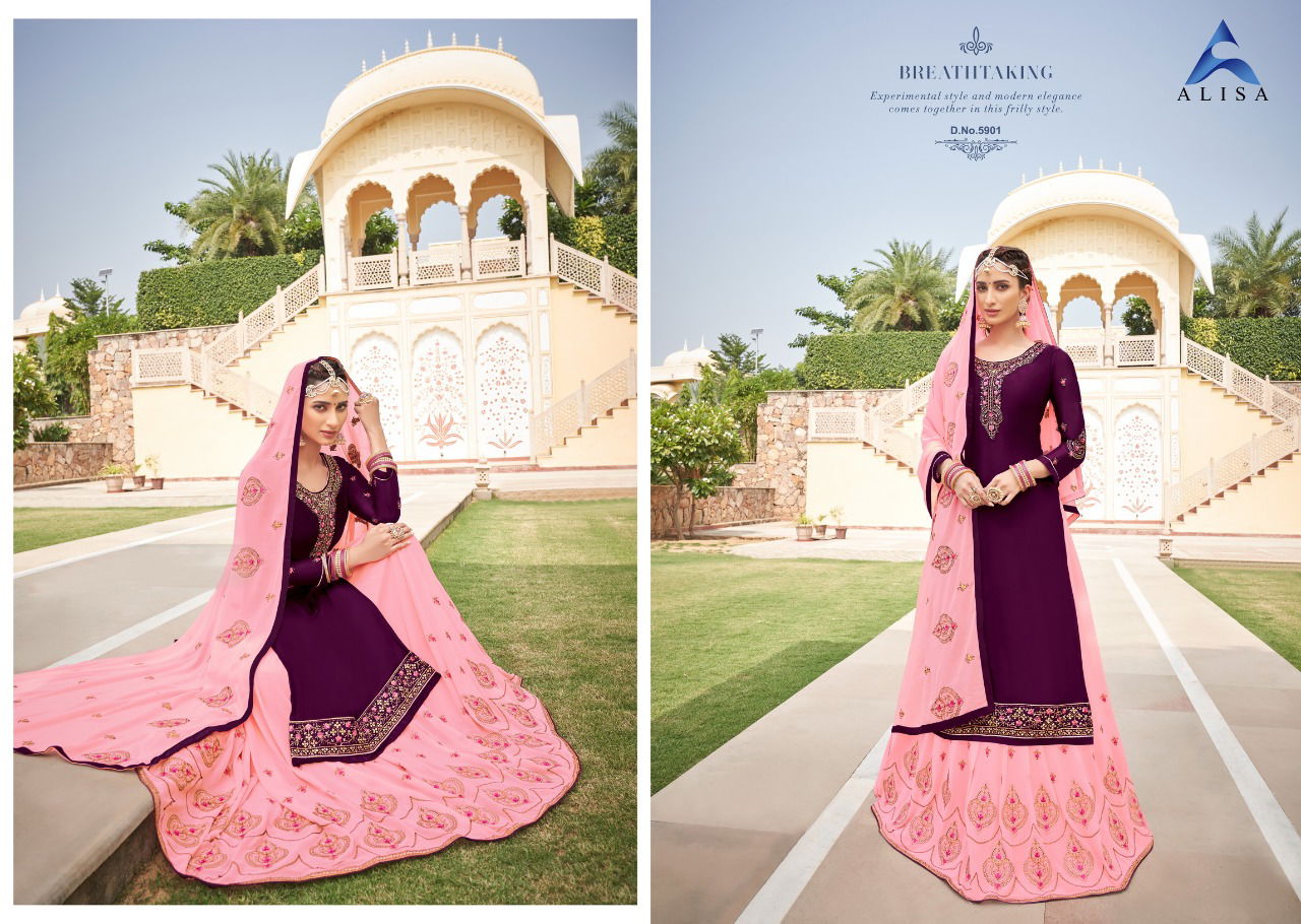Alisa Kiara 6 Festive Wear Latest Designer Kurta With Georgette Bottom Salwar Suits Collection

