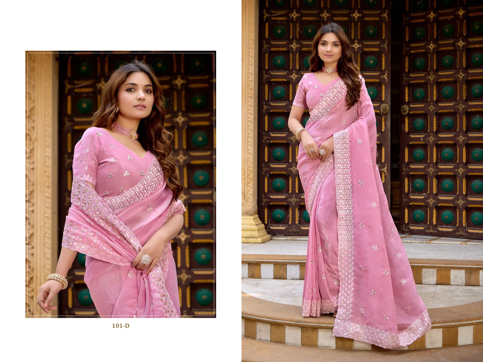 Df 101 A To 101 D Crunchy Chiffon Designer Party Wear Saree Suppliers In India