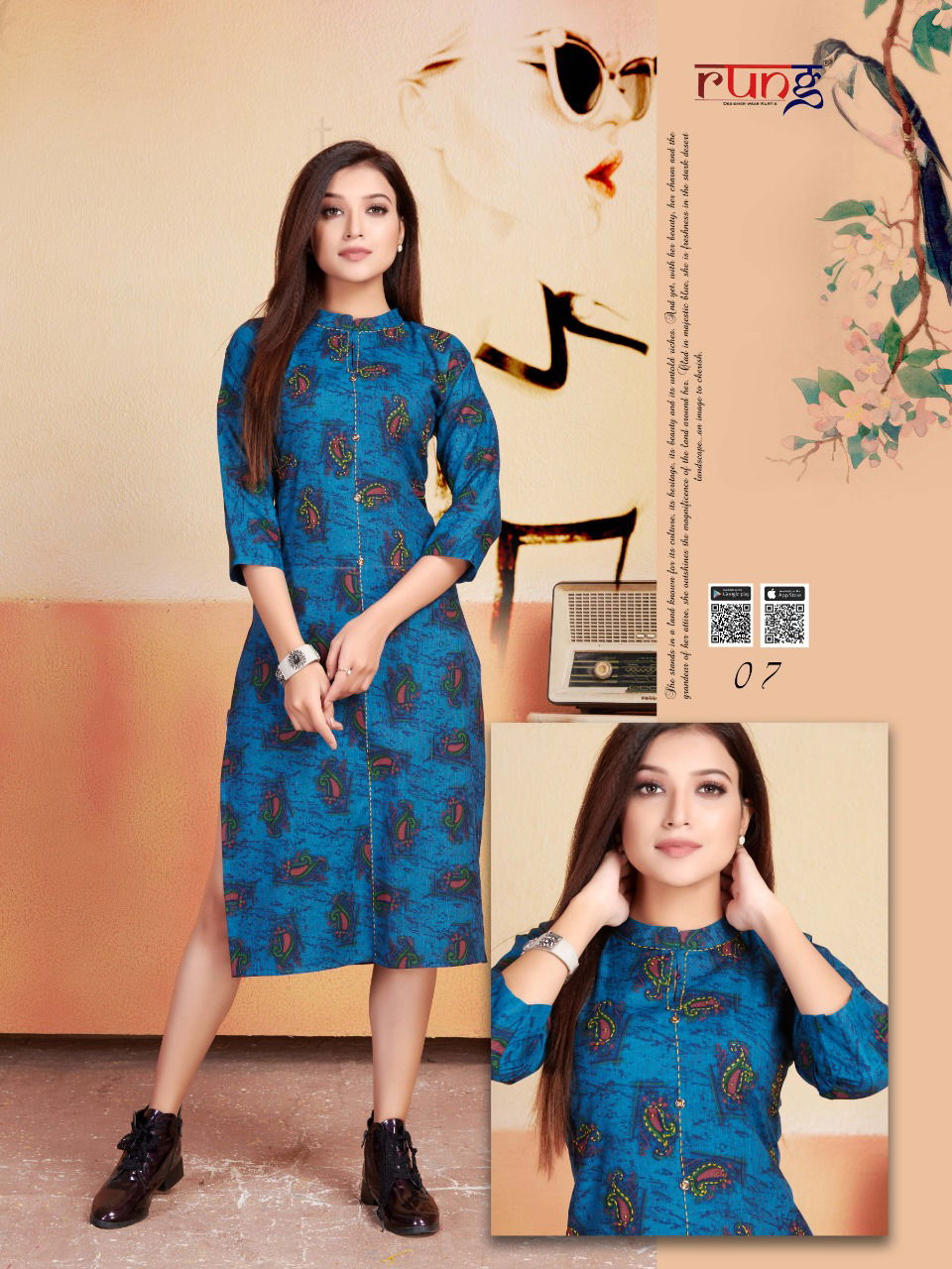 Rung Blend Latest Designer Printed Casual Wear Kurtis Collection 