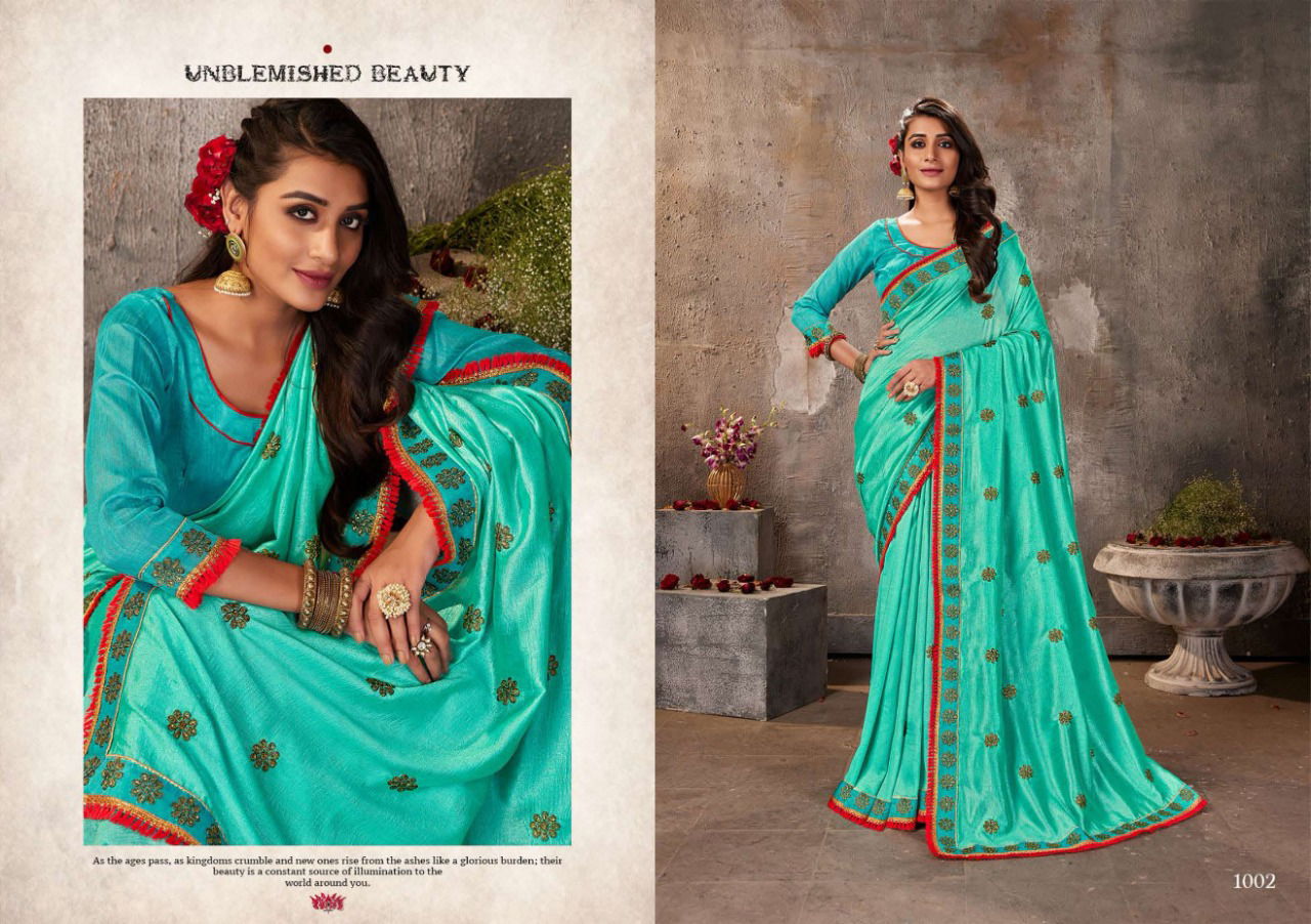 Saroj Lamha Designer Festive Wear Fancy Dyed Vichitra Silk Saree Collection
