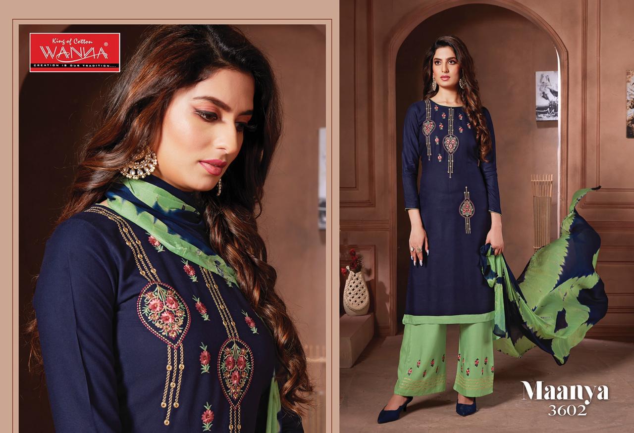 Wanna Maanya Latest Designer Plazzo Style Exclusive Rayon Casual Wear Dress Material Collection
