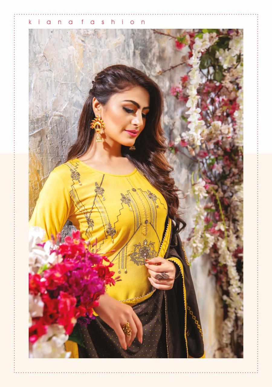 KIANA AITBAAR VOL-3 Latest Designer Fancy Festive Wear Rayon Top With Embroidery Work And Gold Print Readymade Salwar Suit Collection
